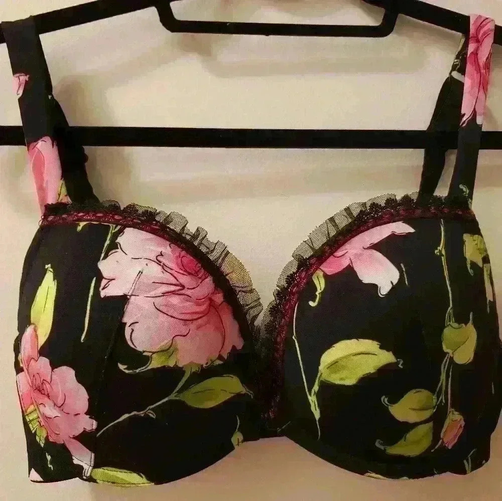 Fashion Bug black floral lace bra